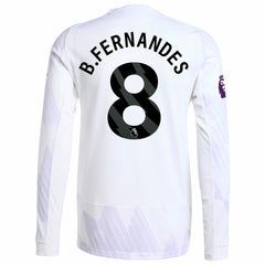 Bruno Fernandes Manchester United 2025/26 Away Long Sleeve Player Jersey Discount - White