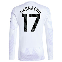 Alejandro Garnacho Manchester United 2025/26 Away Replica Long Sleeve Player Jersey Discount - White
