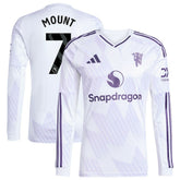 Mason Mount Manchester United 2025/26 Away Replica Long Sleeve Player Jersey Discount - White