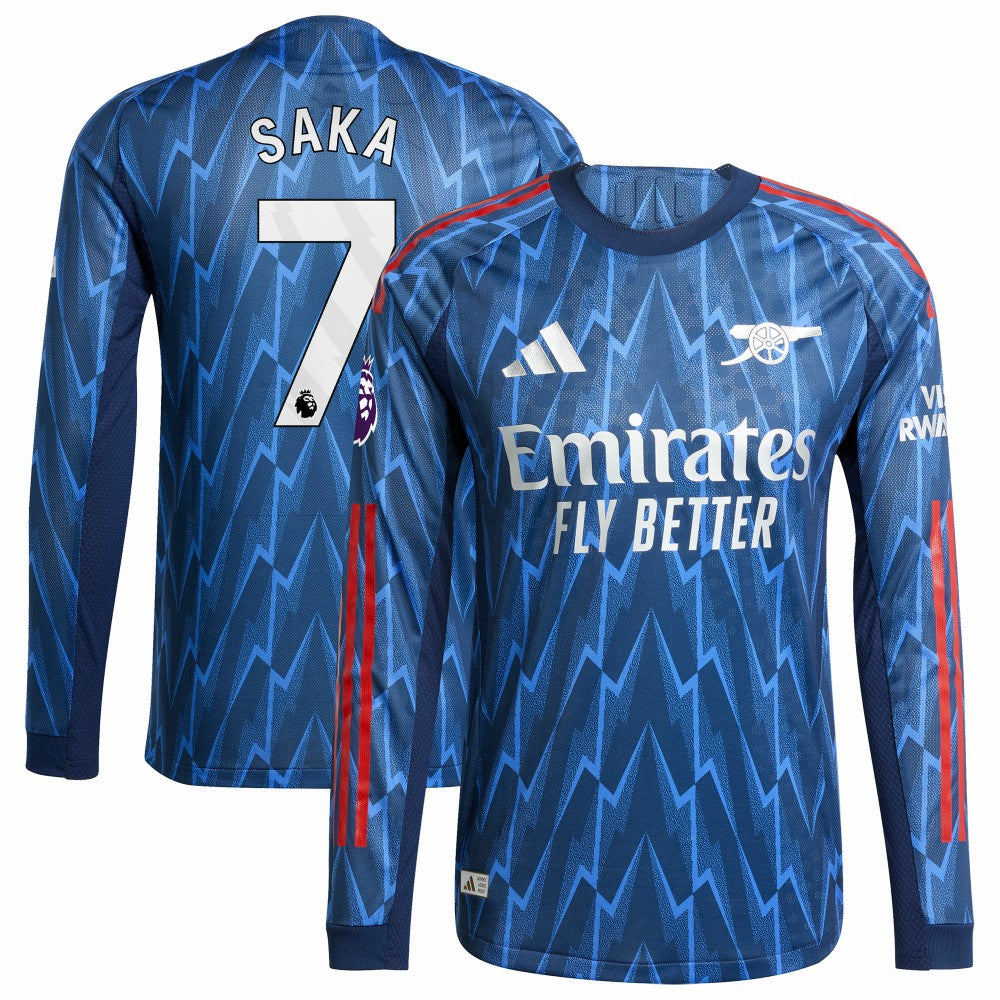 Bukayo Saka Arsenal 2025/26 Away Long Sleeve Player Jersey on sale - Blue