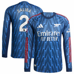 William Saliba Arsenal 2025/26 Away Long Sleeve Player Jersey on sale - Blue
