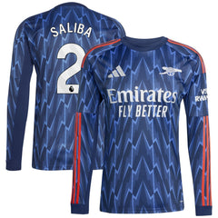 William Saliba Arsenal 2025/26 Away Replica Long Sleeve Player Jersey on sale - Blue