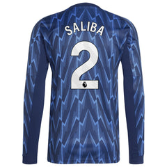 William Saliba Arsenal 2025/26 Away Replica Long Sleeve Player Jersey on sale - Blue
