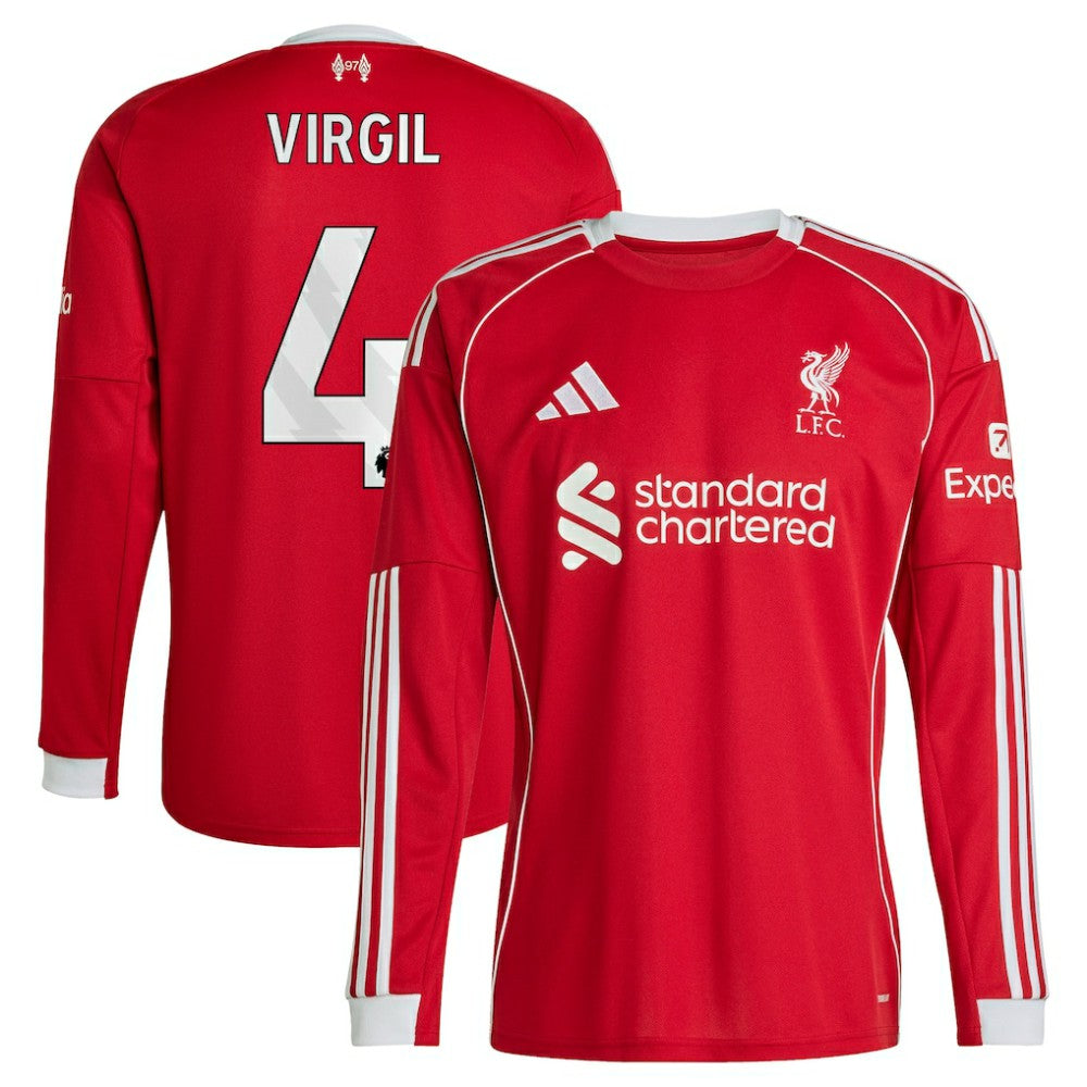 Virgil van Dijk Liverpool 2025/26 Home Replica Long Sleeve Jersey Discount - Red