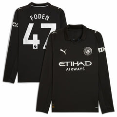 Phil Foden Manchester City Away 2025/26 Replica Long Sleeve Player Jersey Discount - Black