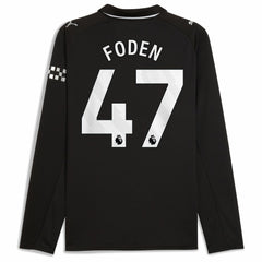 Phil Foden Manchester City Away 2025/26 Replica Long Sleeve Player Jersey Discount - Black