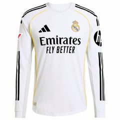Kylian Mbappé Real Madrid 2025/26 Home Long Sleeve Player Jersey Discount - White