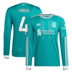 Virgil van Dijk Liverpool 2025/26 Third Long Sleeve Player Jersey Discount - Green