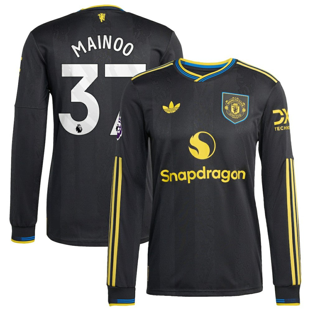 Kobbie Mainoo Manchester United 2025/26 Third Long Sleeve Player Jersey Discount - Black