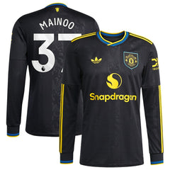 Kobbie Mainoo Manchester United 2025/26 Third Replica Long Sleeve Player Jersey Discount - Black