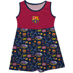 Barcelona Vive La Fete Girls Youth Impressions Artwork Tank Top Dress on sale - Maroon