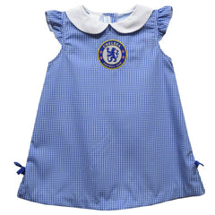 Chelsea Vive La Fete Girls Infant Mini Check Pattern A-Line Dress Discount - Royal