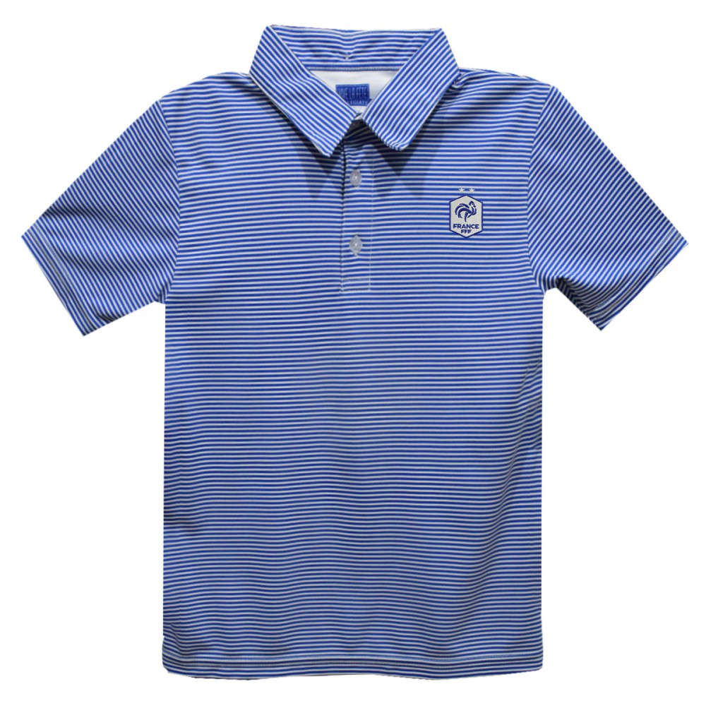 France National Team Vive La Fete Youth Pencil Stripe Polo for sale - Royal