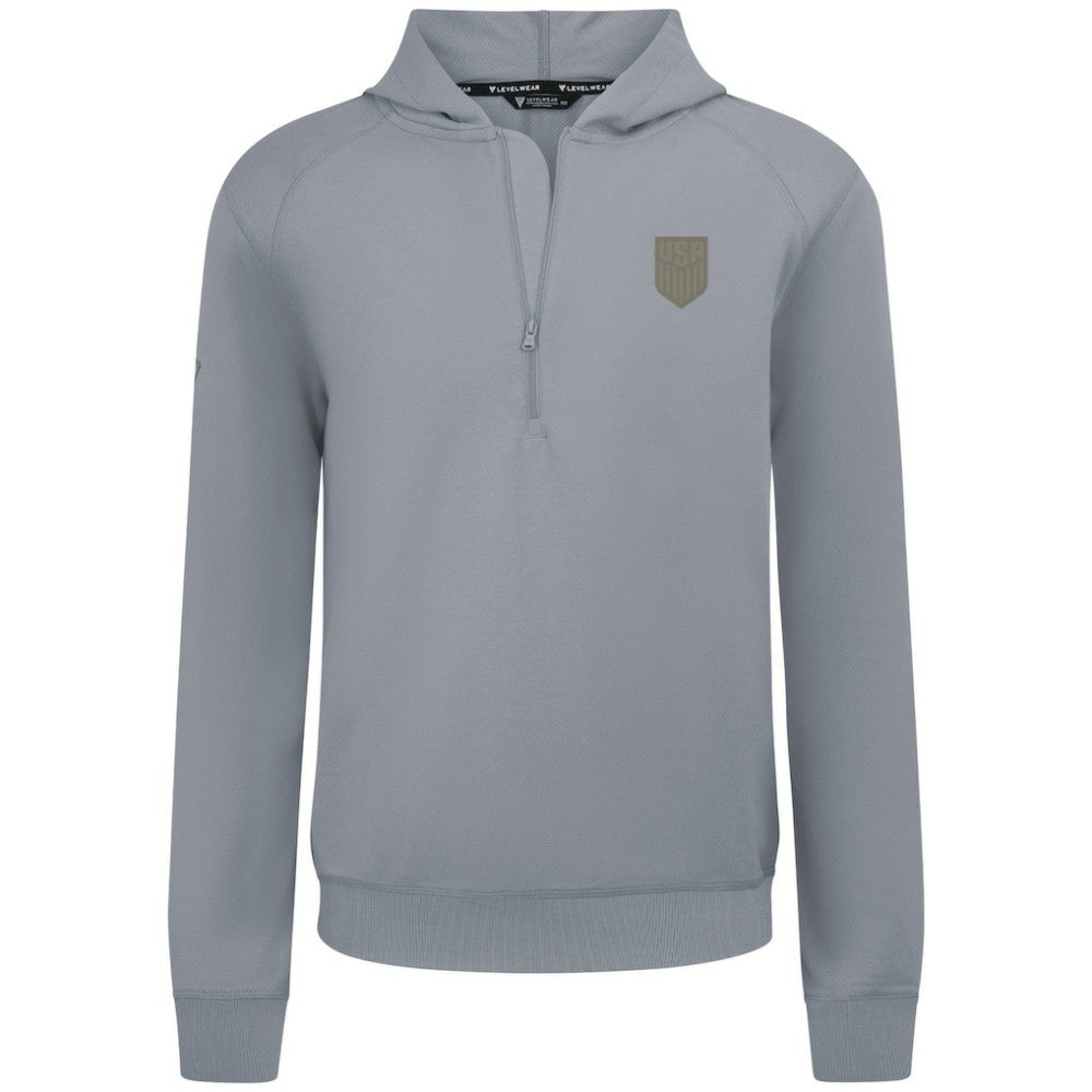 USMNT Levelwear Technic Tri-Blend Quarter-Zip Hoodie on sale - Gray