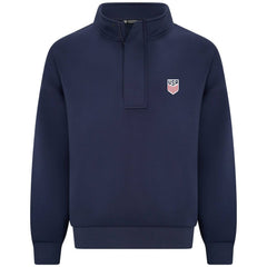 USMNT Levelwear Luxe Signature Stein Quarter-Zip Tri-Blend Sweatshirt with 3-D Patch on sale - Navy