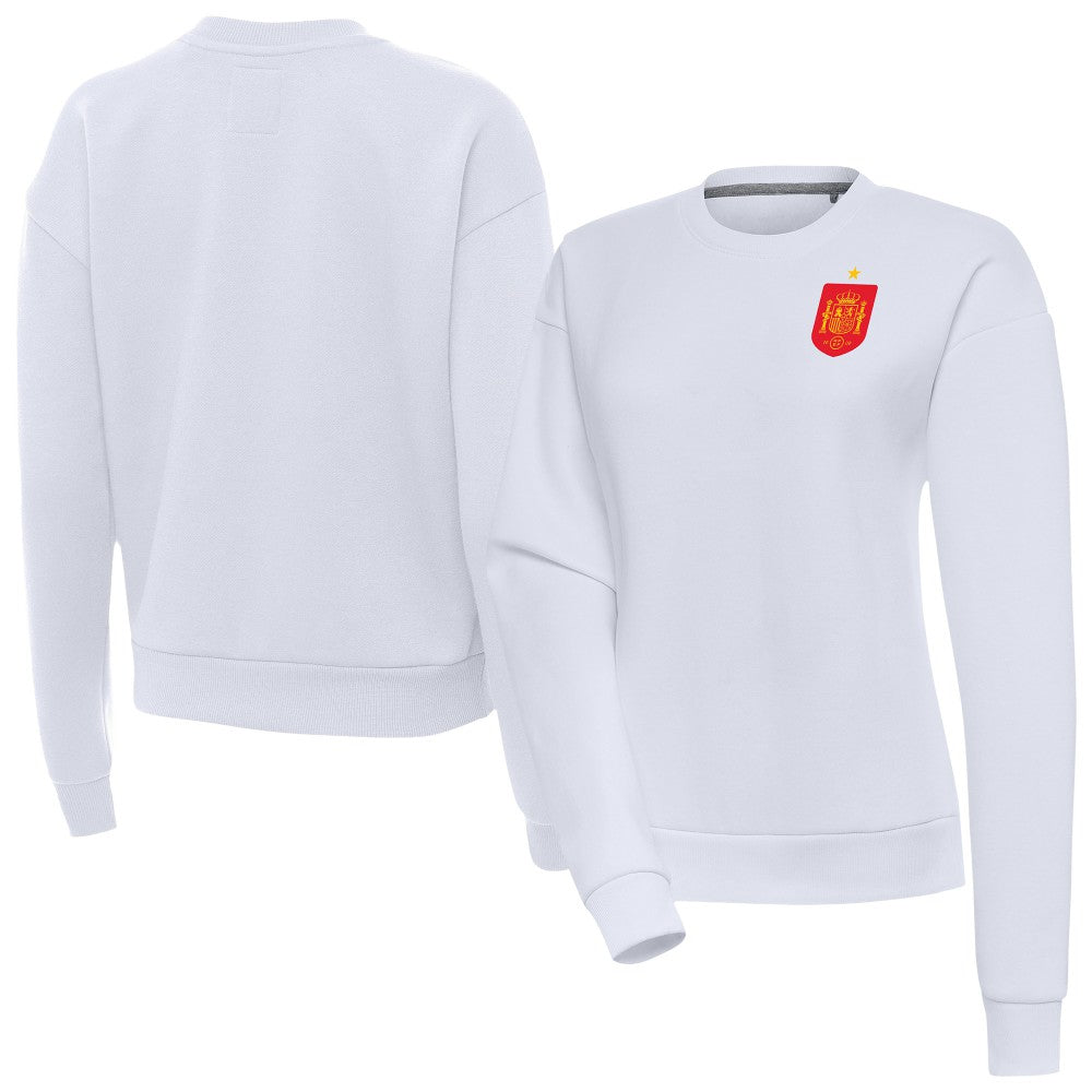 Spain National Team Antigua Women's Takeover Fleece Sweatshirt for sale - White