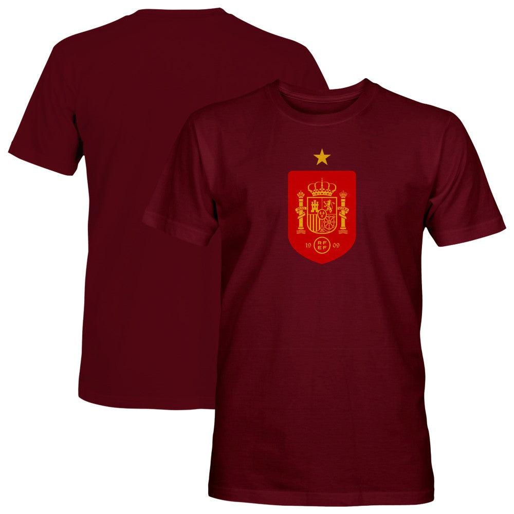 Spain National Team 1863FC Color Badge T-Shirt for sale - Maroon