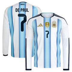 Rodrigo De Paul Argentina National Team 2026 Home Replica Long Sleeve Jersey for sale - White