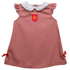 Spain National Team Vive La Fete Girls Infant Mini Check Pattern A-Line Dress for sale - Red