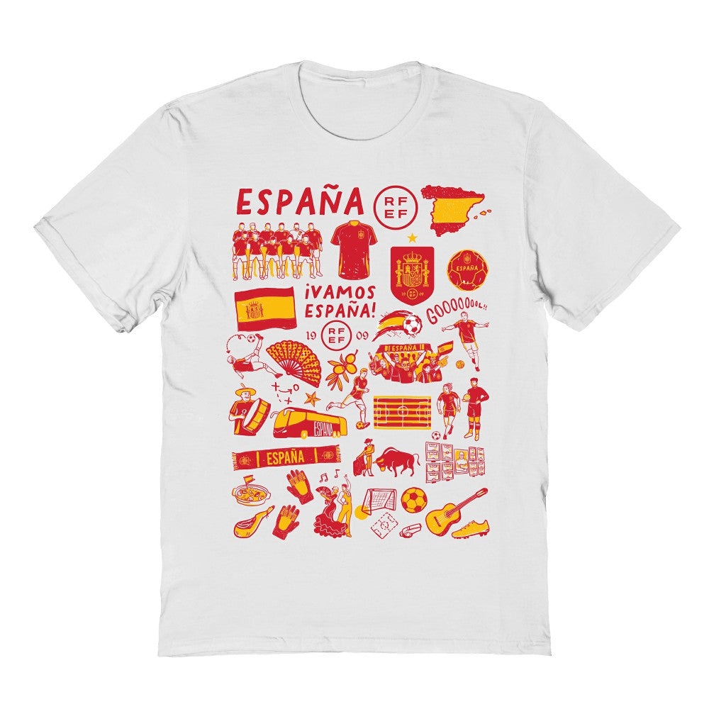 Spain National Team Vive La Fete Women's Impressions Artwork Fitted T-Shirt for sale - White