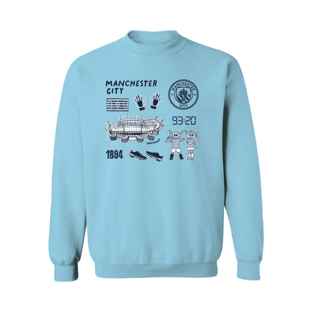 Manchester City Vive La Fete Women's Impressions Icons Sweatshirt Discount - Light Blue