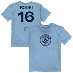 Rodri Manchester City Vive La Fete Youth Player Name & Number Color Badge T-Shirt Discount - Light Blue