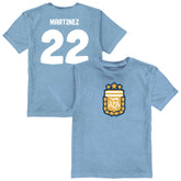 Lautaro Martinez Argentina National Team Vive La Fete Toddler Player Name & Number Color Badge T-Shirt for sale - Light Blue