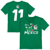 Santiago Gimenez Mexico National Team Vive La Fete Toddler Player Name & Number Chilena Style T-Shirt for sale - Green