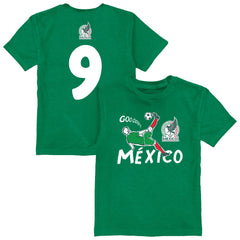 Raúl Jiménez Mexico National Team Vive La Fete Toddler Player Name & Number Chilena Style T-Shirt for sale - Green