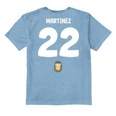 Lautaro Martinez Argentina National Team Vive La Fete Youth Player Name & Number Stadium Style T-Shirt for sale - Light Blue