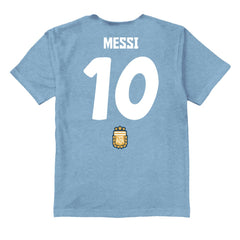 Lionel Messi Argentina National Team Vive La Fete Youth Player Name & Number Stadium Style T-Shirt for sale - Light Blue