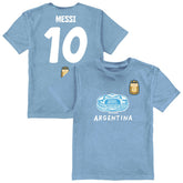 Lionel Messi Argentina National Team Vive La Fete Toddler Player Name & Number Stadium Style T-Shirt for sale - Light Blue