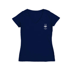 France National Team Vive La Fete Women's Impressions Artwork V-Neck Fitted T-Shirt for sale - Navy