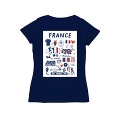 France National Team Vive La Fete Women's Impressions Artwork V-Neck Fitted T-Shirt for sale - Navy