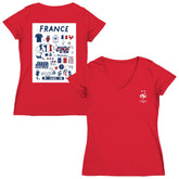 France National Team Vive La Fete Women's Impressions Artwork V-Neck Fitted T-Shirt for sale - Red