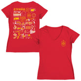 Spain National Team Vive La Fete Women's Impressions Artwork V-Neck Fitted T-Shirt for sale - Red