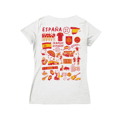 Spain National Team Vive La Fete Women's Impressions Artwork V-Neck Fitted T-Shirt for sale - White