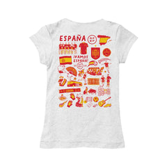 Spain National Team Vive La Fete Girls Youth Impressions Artwork Fitted T-Shirt for sale - White