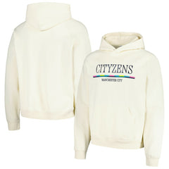Manchester City Team Stripe Oversized Pullover Hoodie Discount - Cream