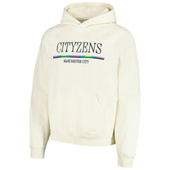 Manchester City Team Stripe Oversized Pullover Hoodie Discount - Cream