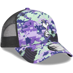 Tottenham Hotspur New Era Black Glitch All Over Print E-Frame Trucker Adjustable Hat