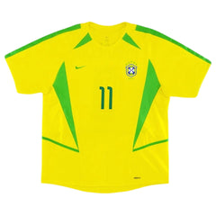Ronaldinho #11 Retro Brazil Home Jersey World Cup 2002
