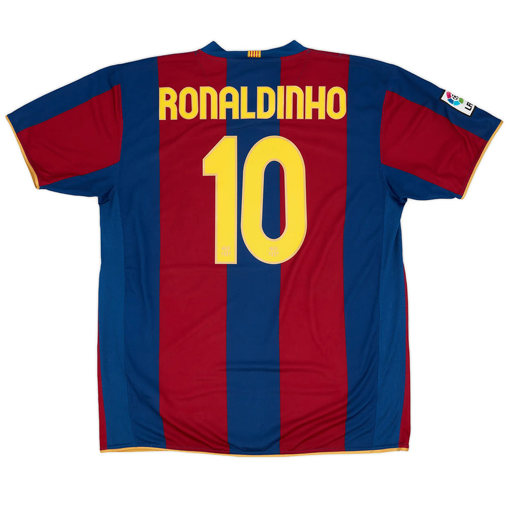 Ronaldinho #10 Retro Barcelona Home Jersey 50-Years Anniversary 2007/08