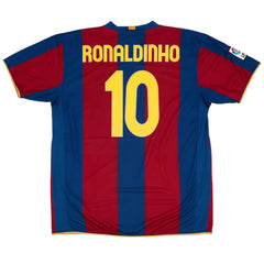 Ronaldinho #10 Retro Barcelona Home Jersey 50-Years Anniversary 2007/08