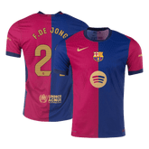 F.DE JONG #21 Barcelona Home Spotify Logo Without Text Match Jersey