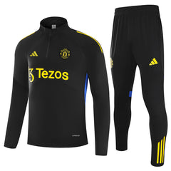 Kids Manchester United 1/4 Zipper Sweat Kit(Top+Pants) Black 2025/26