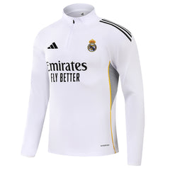 Kids Real Madrid 1/4 Zipper Sweat Kit(Top+Pants) White 2025/26