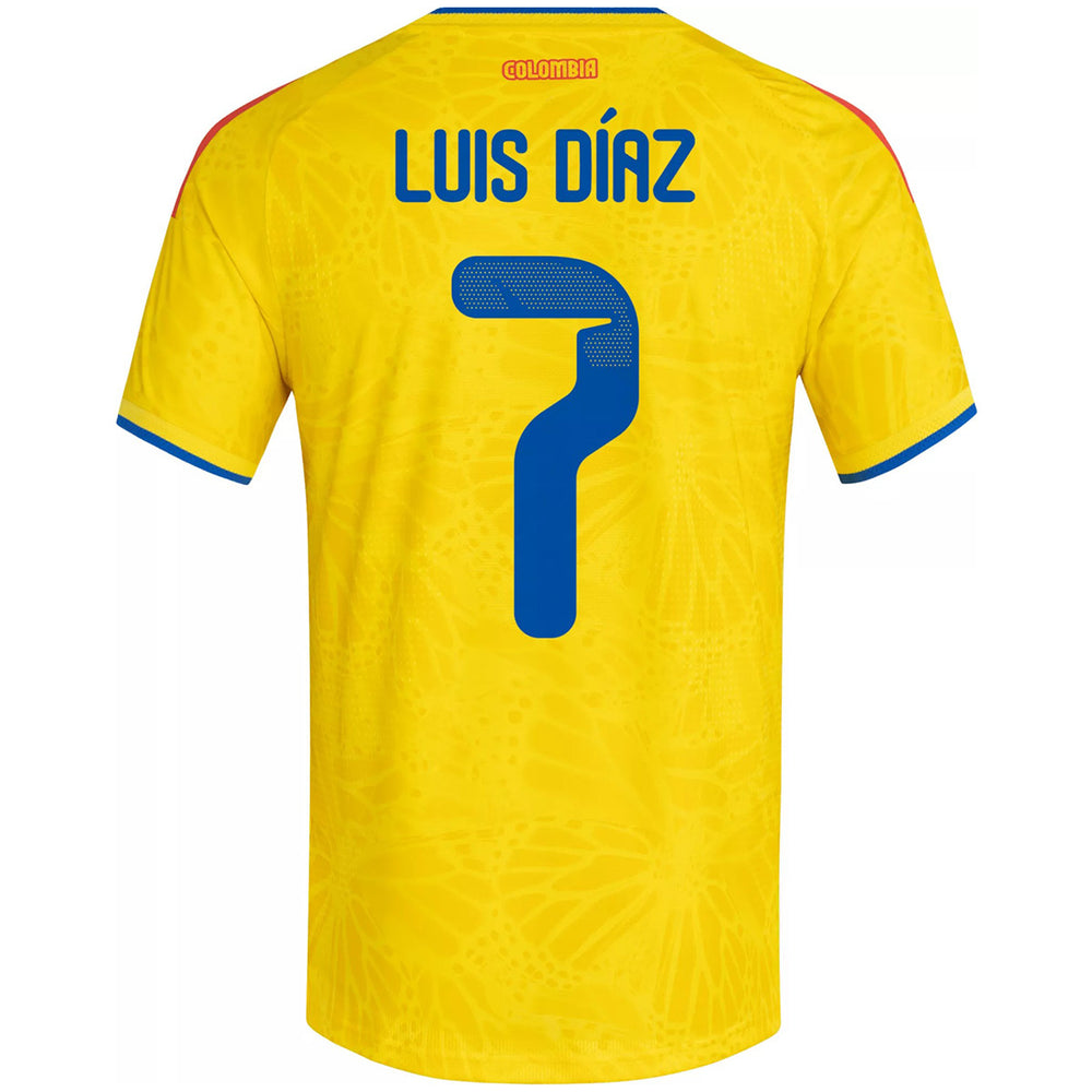 Luis Díaz #7 Colombia Home Match Jersey Player Version World Cup 2026