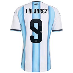 J.ÁLVAREZ #9 Argentina Home Match Jersey Player Version 2025/26