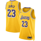 Unisex Los Angeles Lakers LeBron James #23 Gold Swingman Jersey - Icon Edition